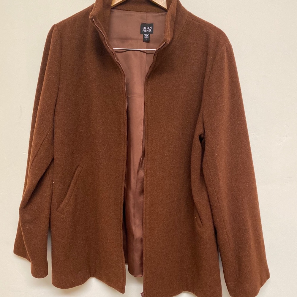 Eileen Fisher Wool zip up coat size Medium